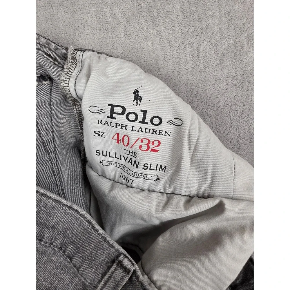 Polo Ralph Lauren Jeans Men 40x32 Gray Sullivan Slim Fit Denim Pants Black Label